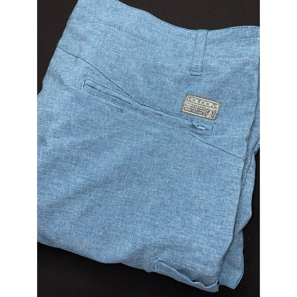Volcom Surf & Turf 4 Way Stretch Mens 42x10 Walking Shorts Heather Blue